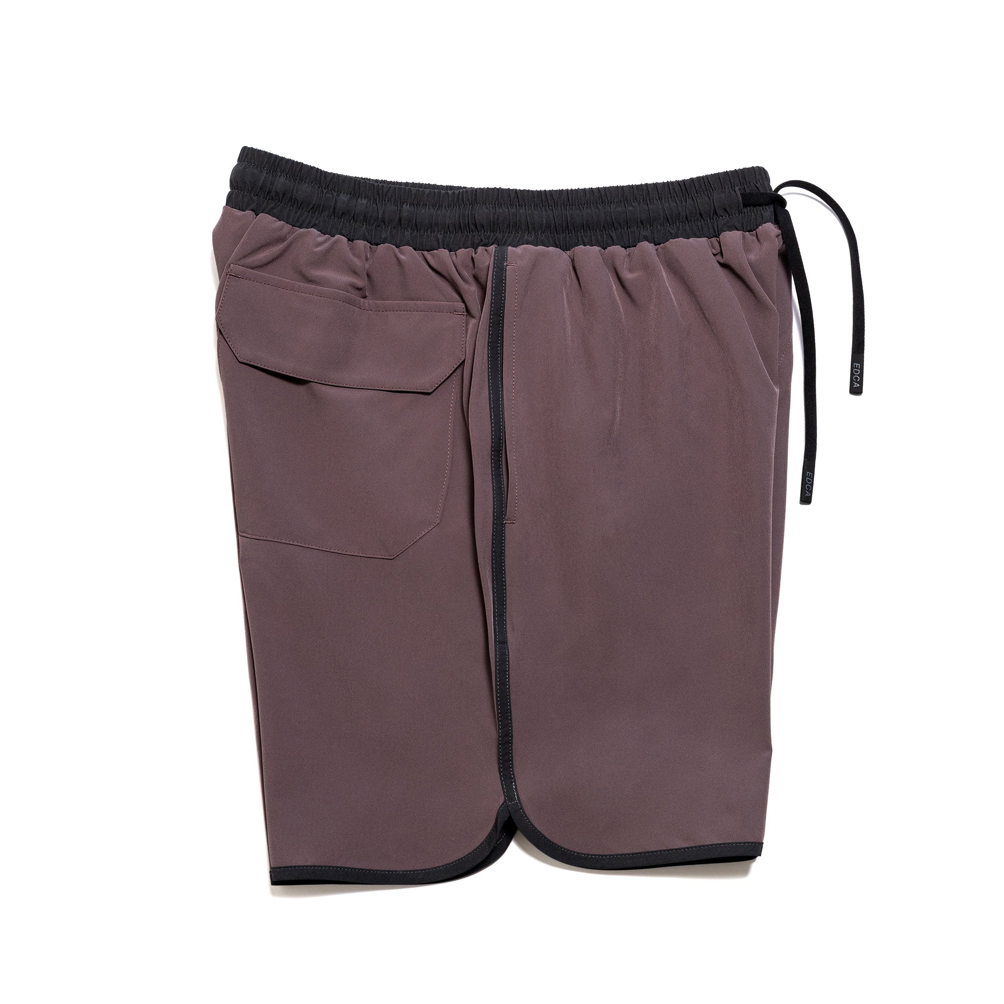 Everyday California brown boardshorts with black trim on a white background