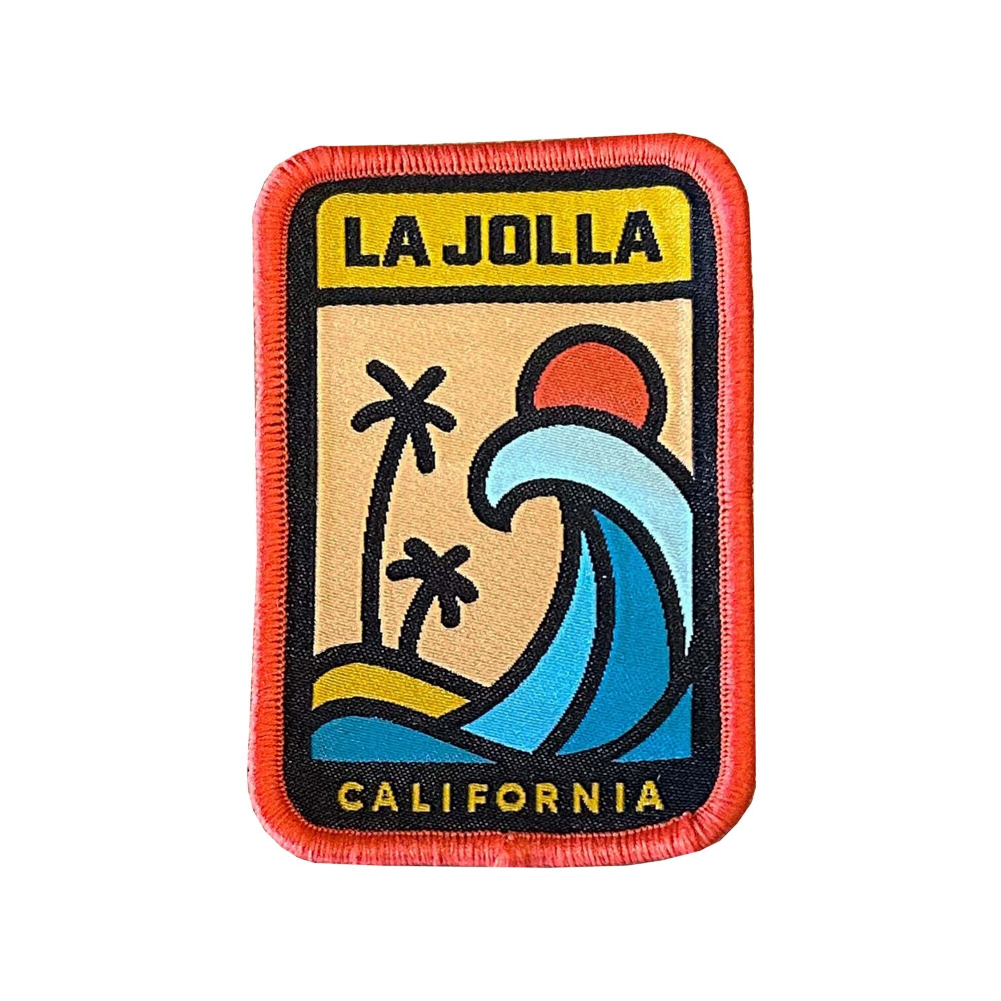 Patch displaying the words "La Jolla, California" and a graphic of the beach