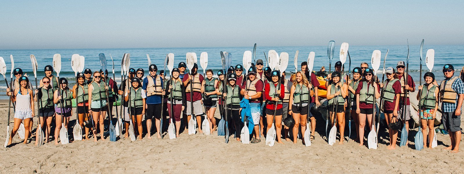A group view of a whole kayaking tour that kayaked the San Diego Shoreline with Everyday California.