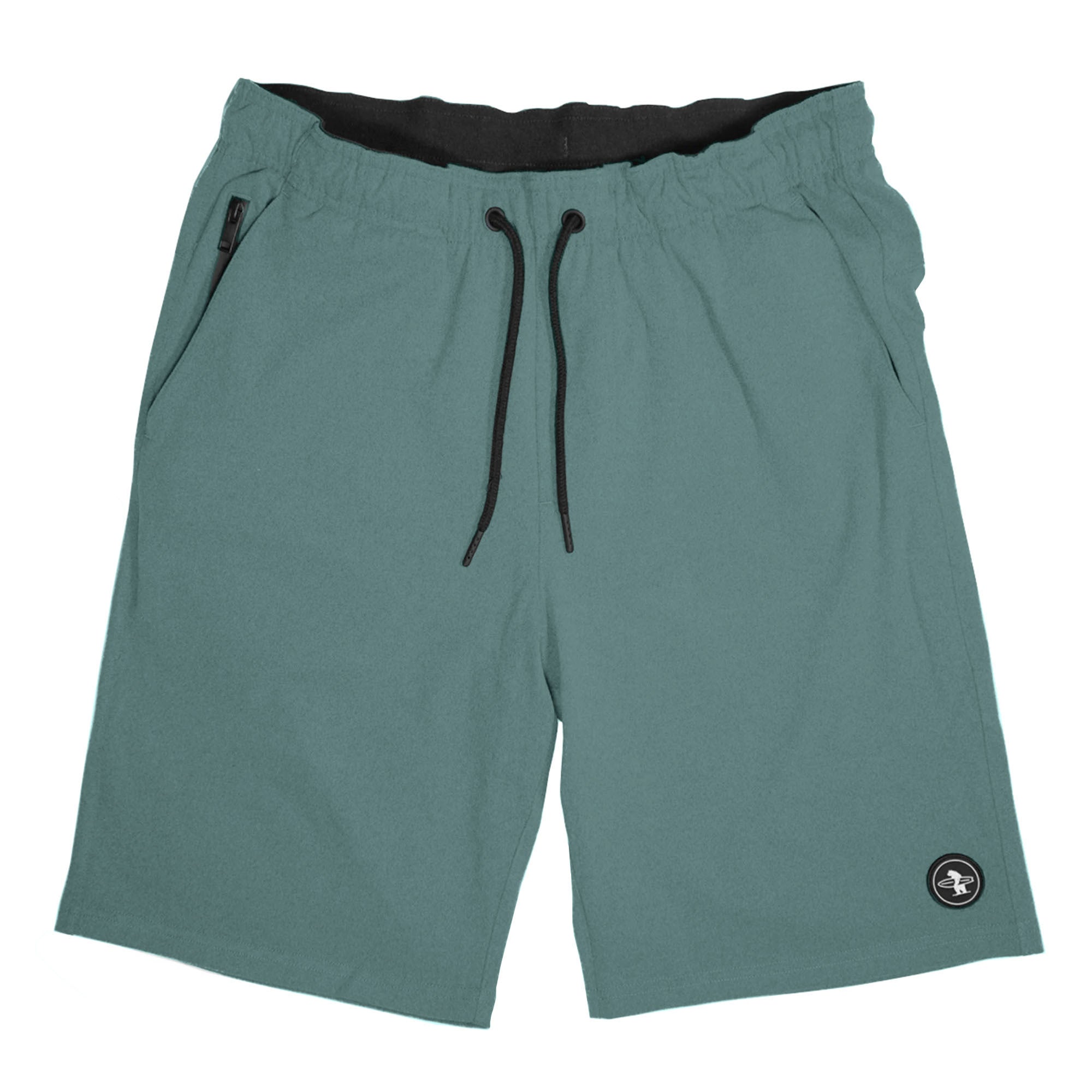 Teal colored shorts with "Everyday California" Emblem on bottom left