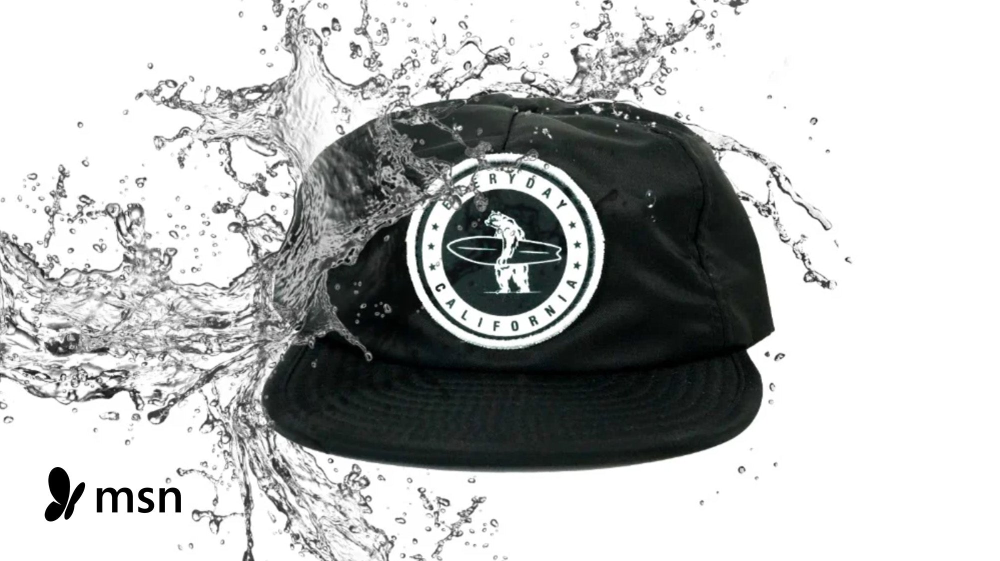 Everyday California's floating waterproof snapback in the color black.