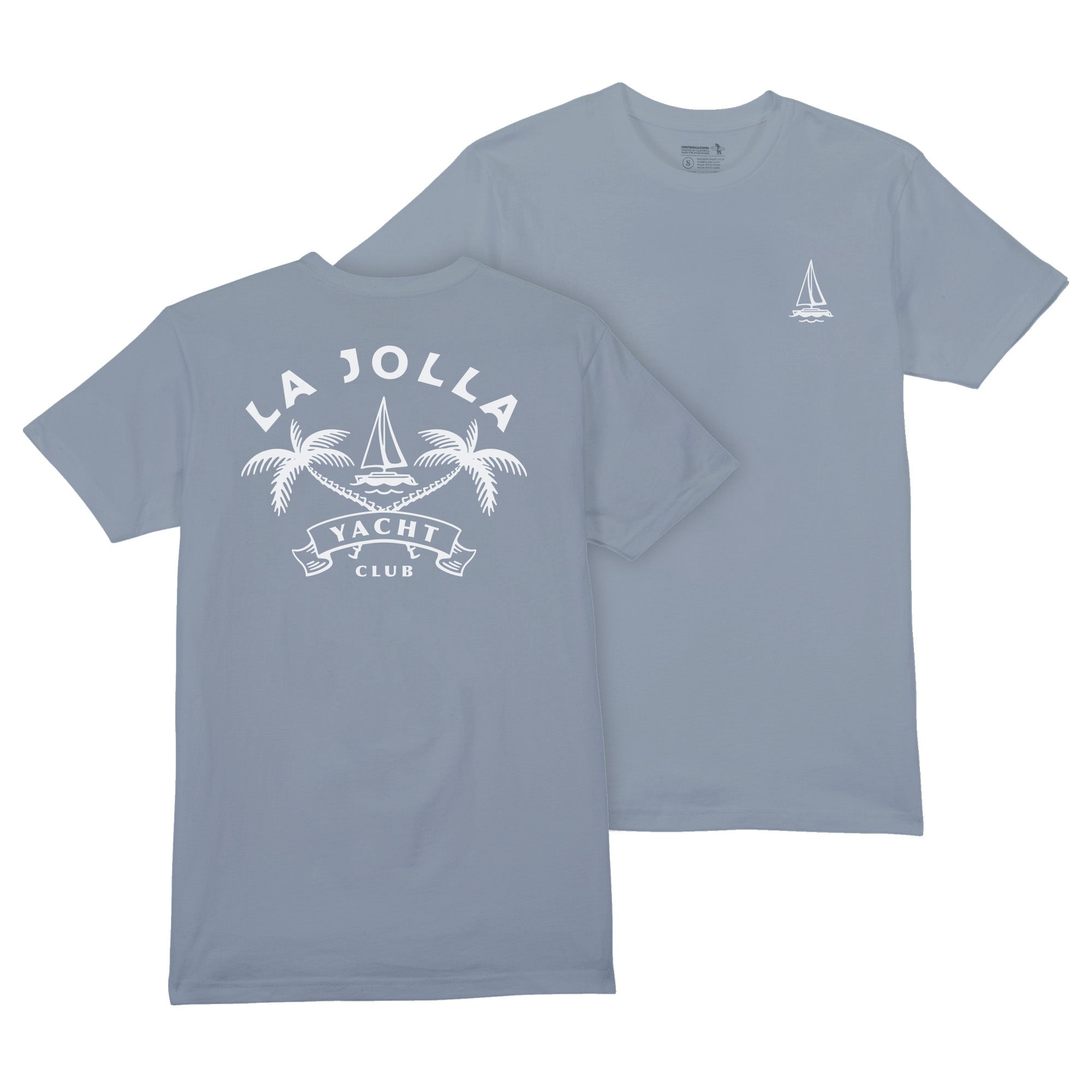 Gray t-shirt with 'La Jolla Yacht Club' design on a white background