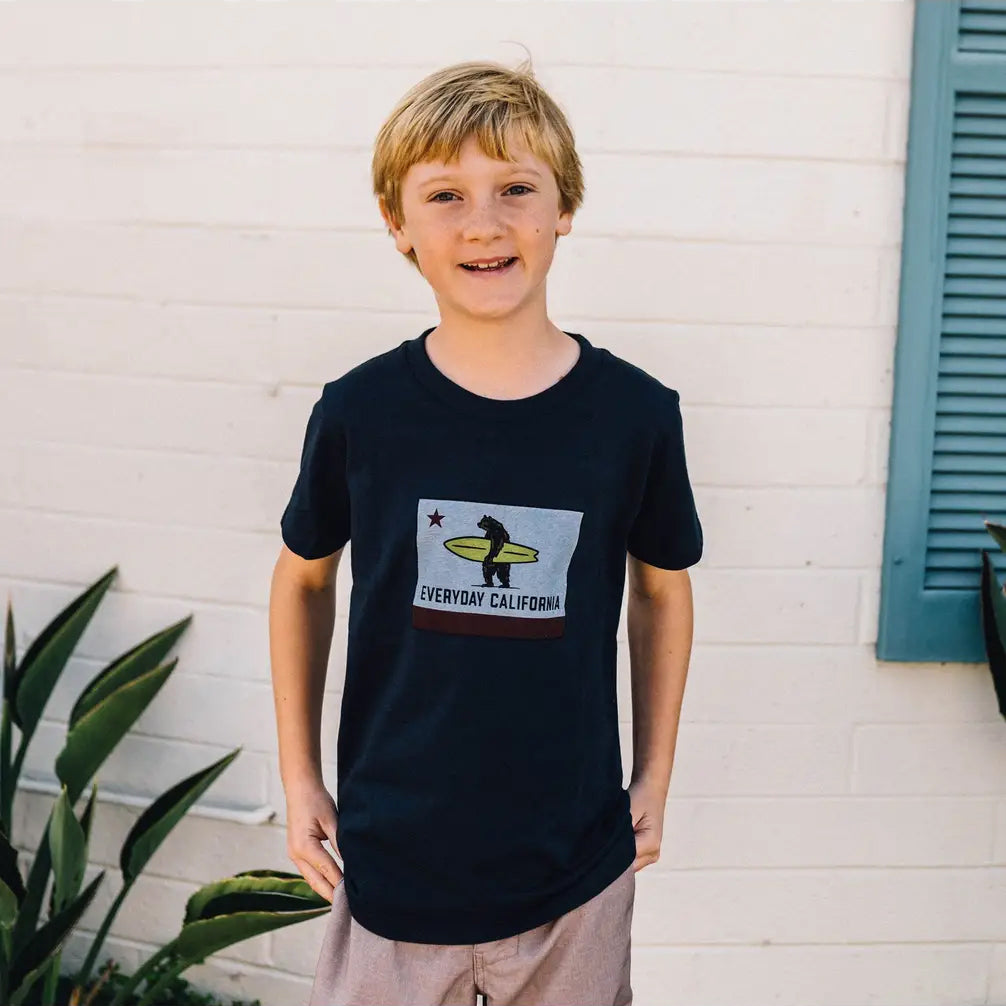 Everyday California El Joven Tee Ocean - Classic California shirt for kids featuring the California Grizzly