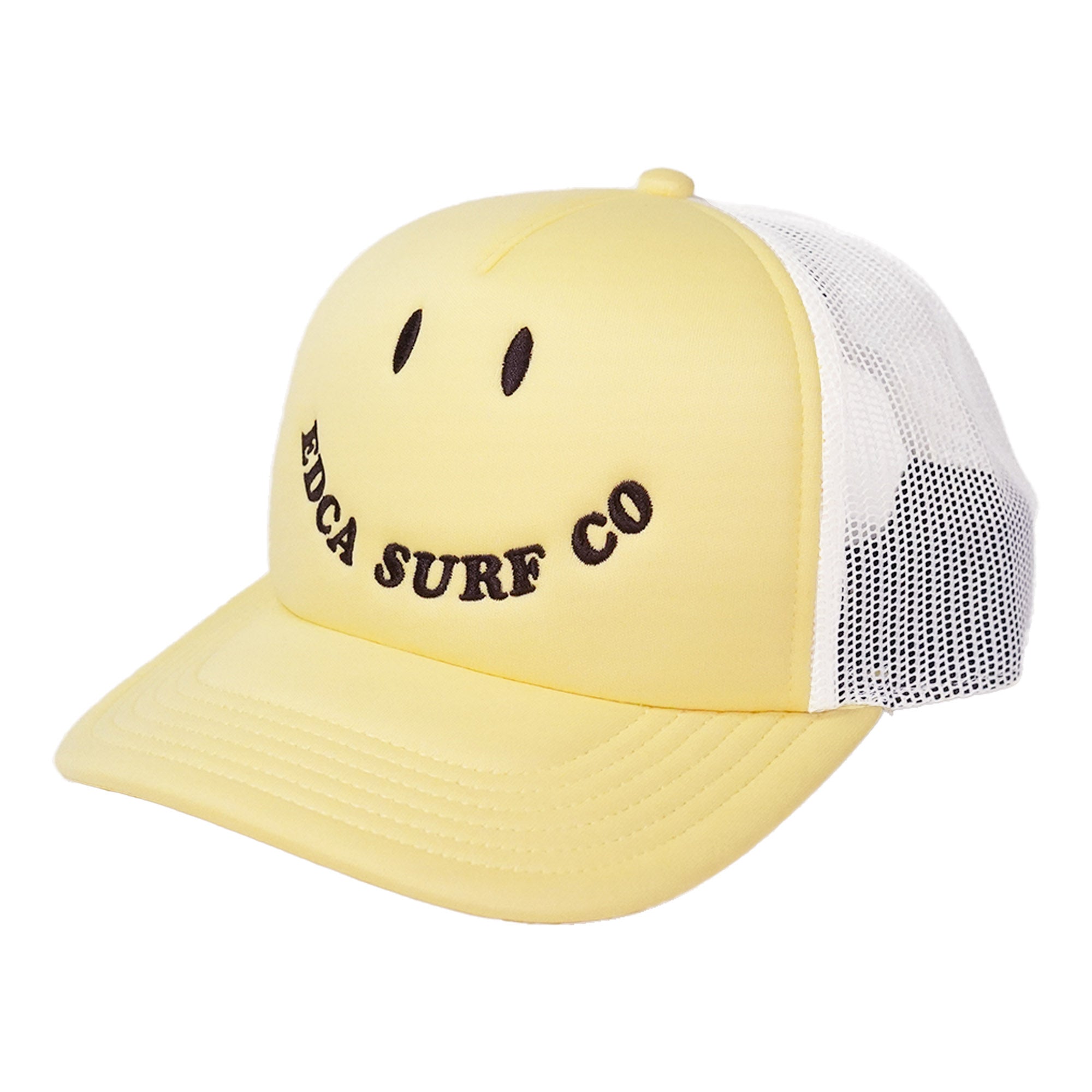 Yellow and white cap with 'EDCA SURF CO' text on a white background
