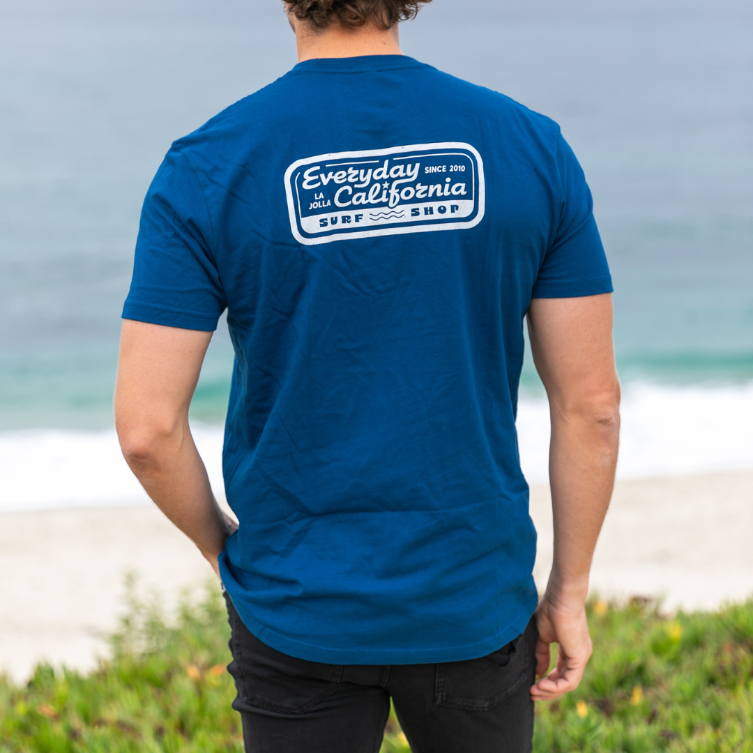 Chasen Nick in Everyday California's Surf Shop tee at Windansea Beach in La Jolla