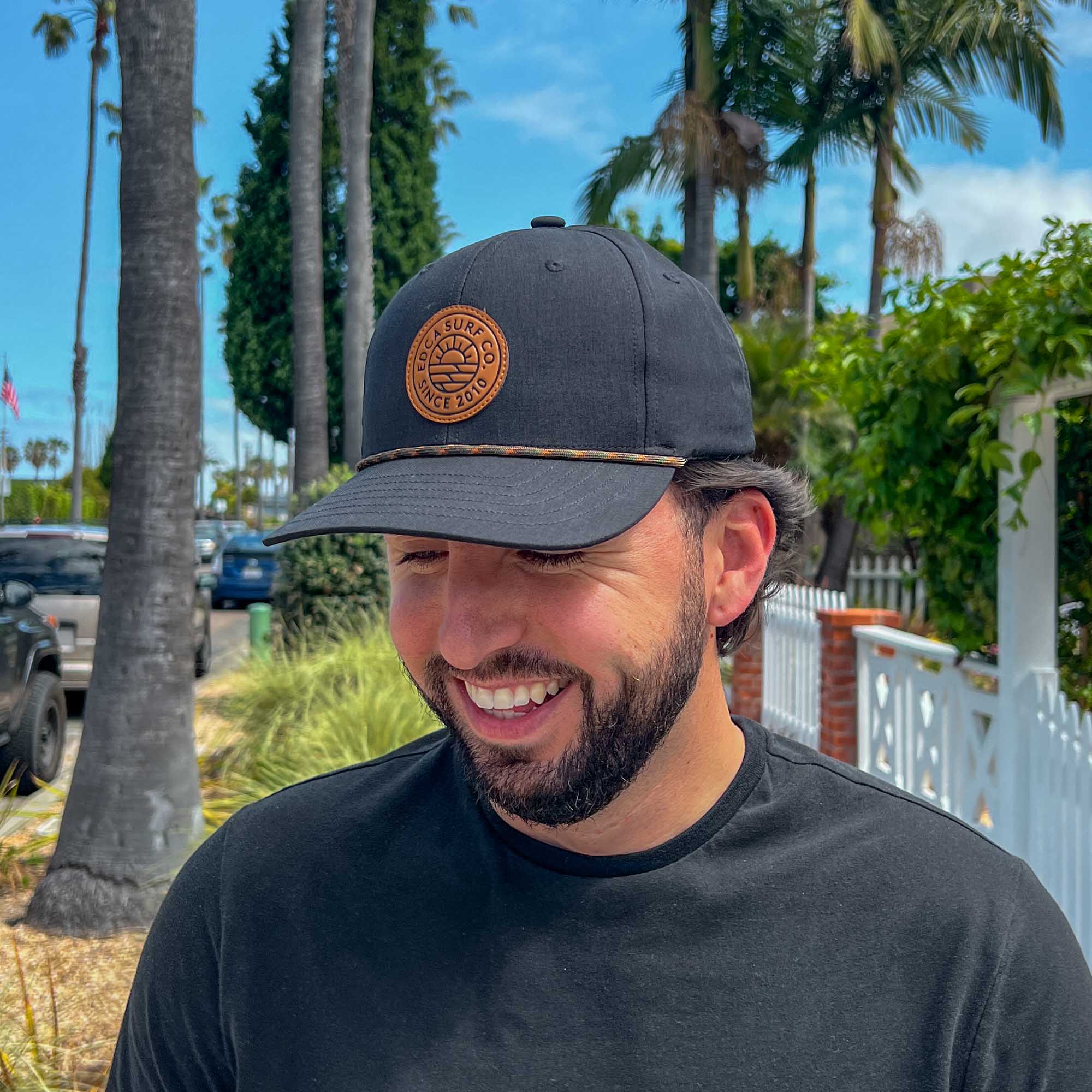 Model wearing the Everyday California Oakdale Hat in La Jolla, California.