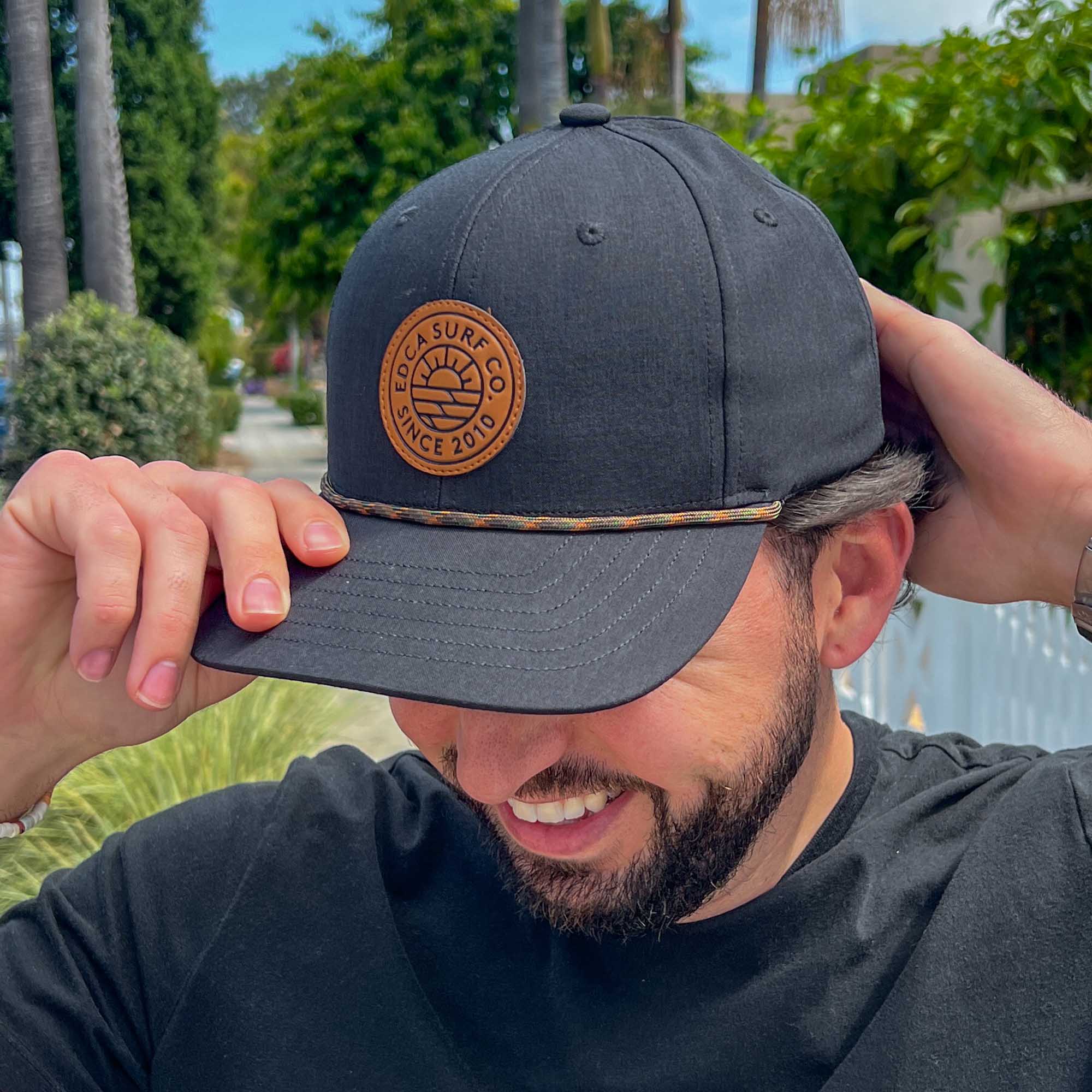 Model wearing the Everyday California Oakdale Hat in La Jolla, California.