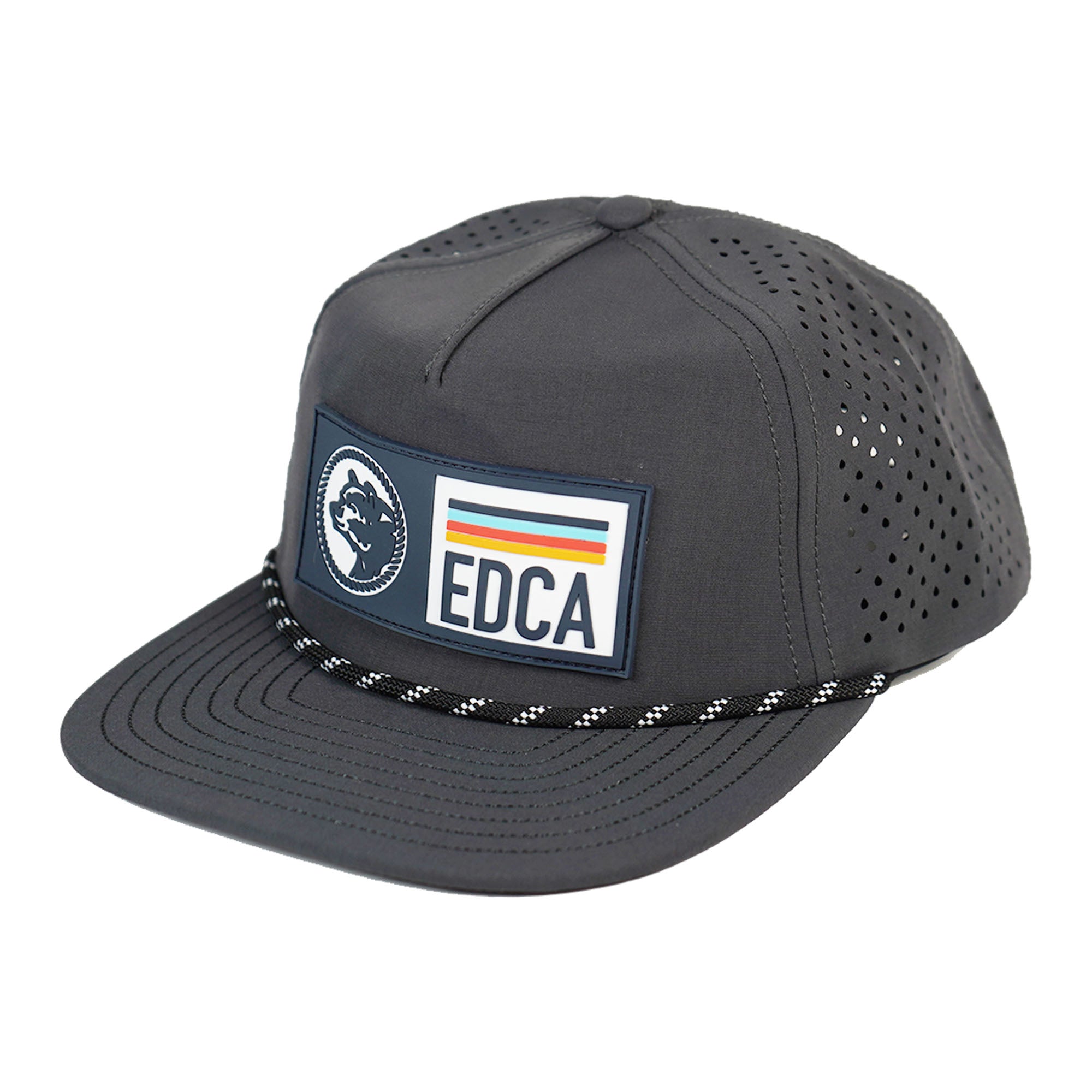 Gray cap with EDCA logo on a white background