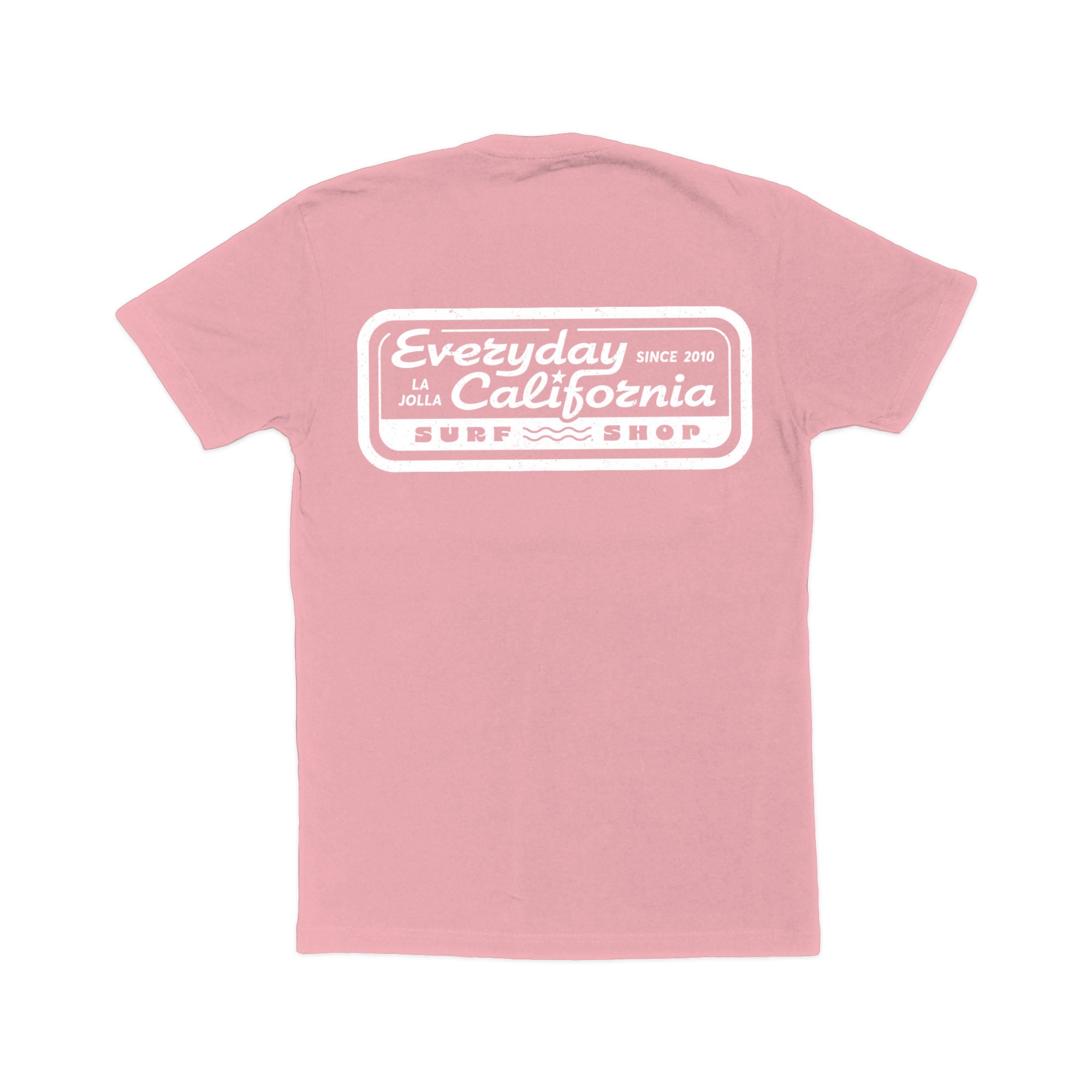 Back view of Pink Everyday California surf shop t-shirt