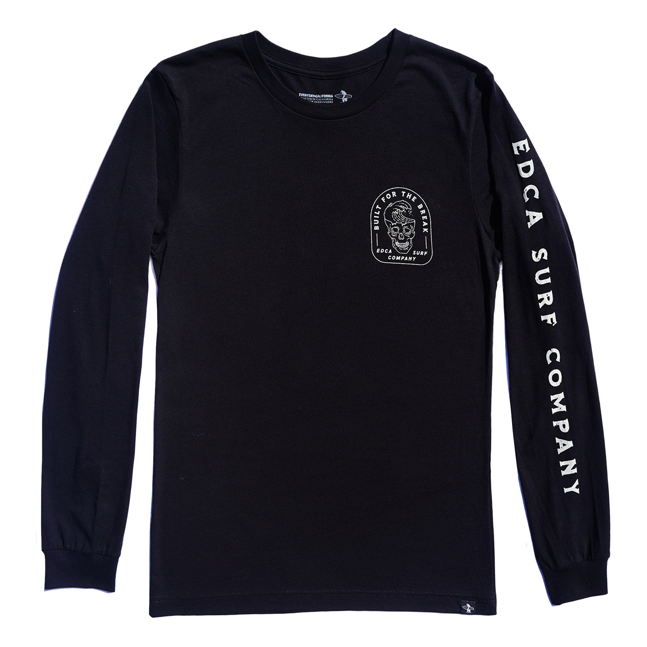 Black Everyday California long sleeve t-shirt with skull logo on right chest