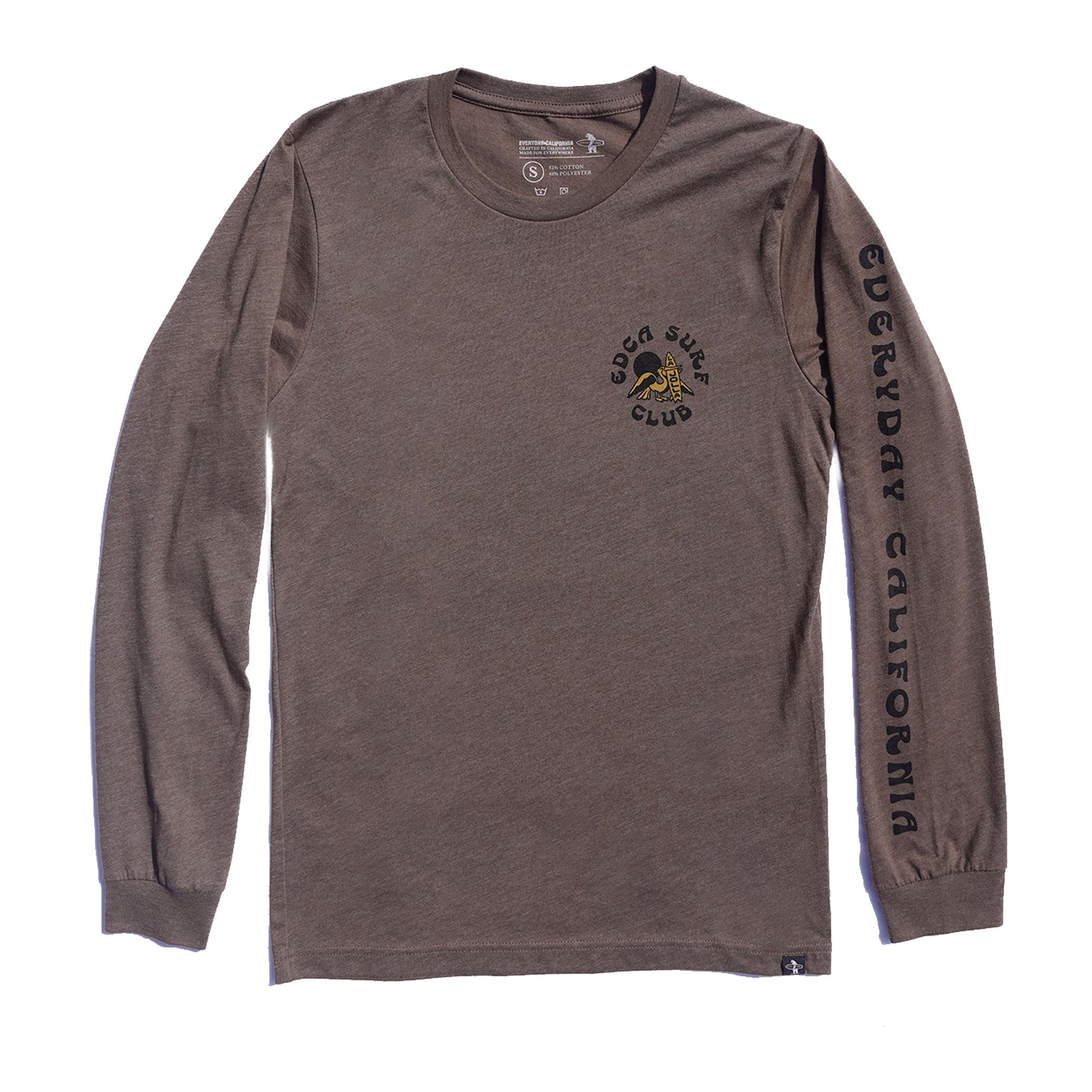 Brown Everyday California long sleeve shirt with pelican & surfboard logo