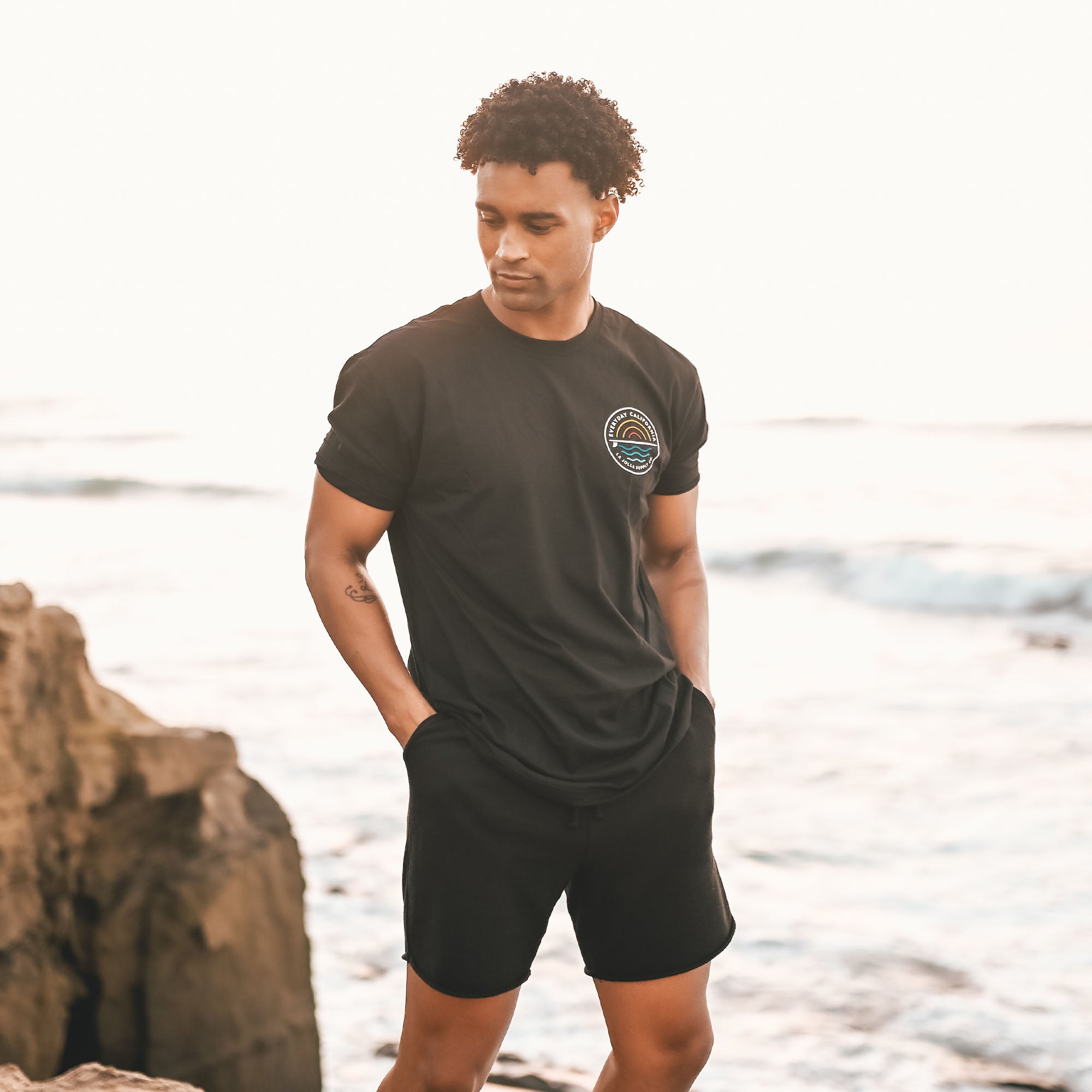 Everyday California’s best selling Cabrillo tee. Pretend that summer never has to end with this relaxed fit tee. Sun, surf and sea graphic on the front and back.  