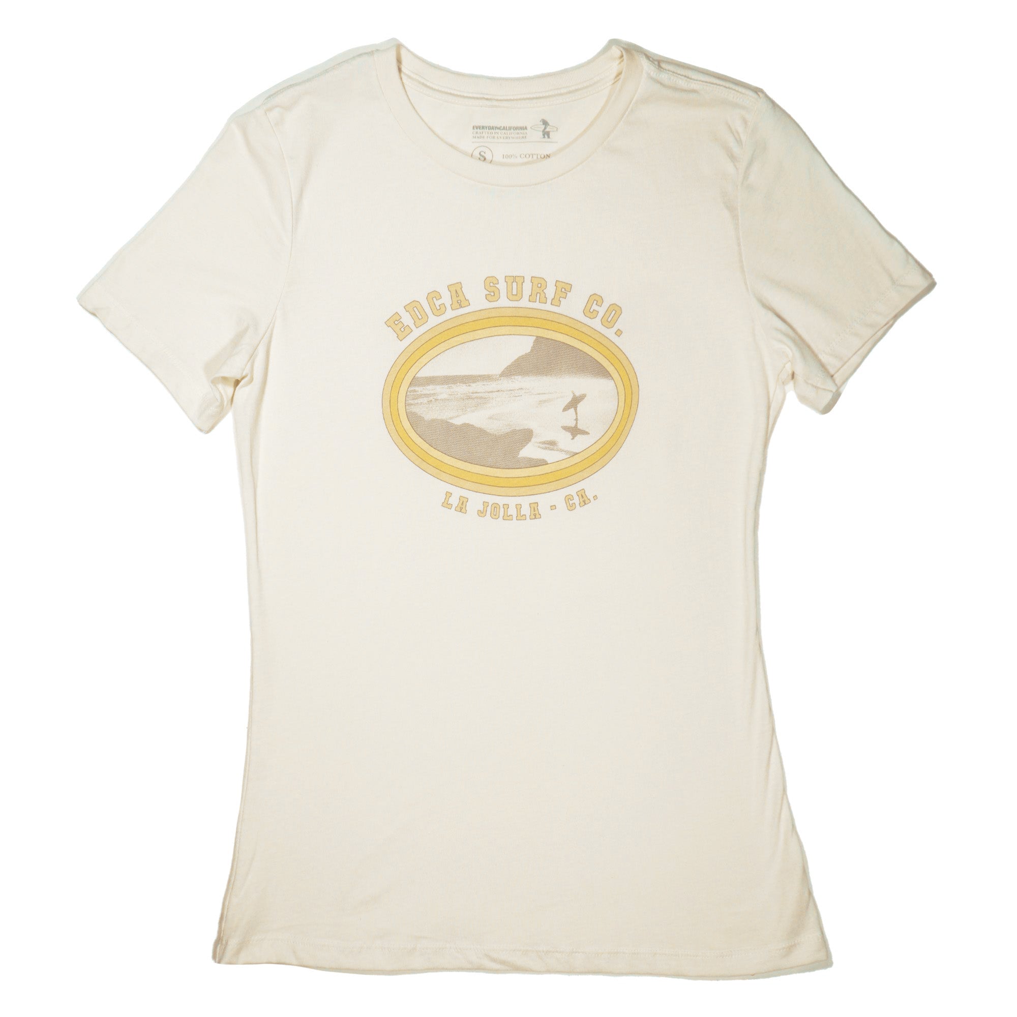 Everyday California Boulevard Tee - cream colored women’s tee with La Jolla beach print