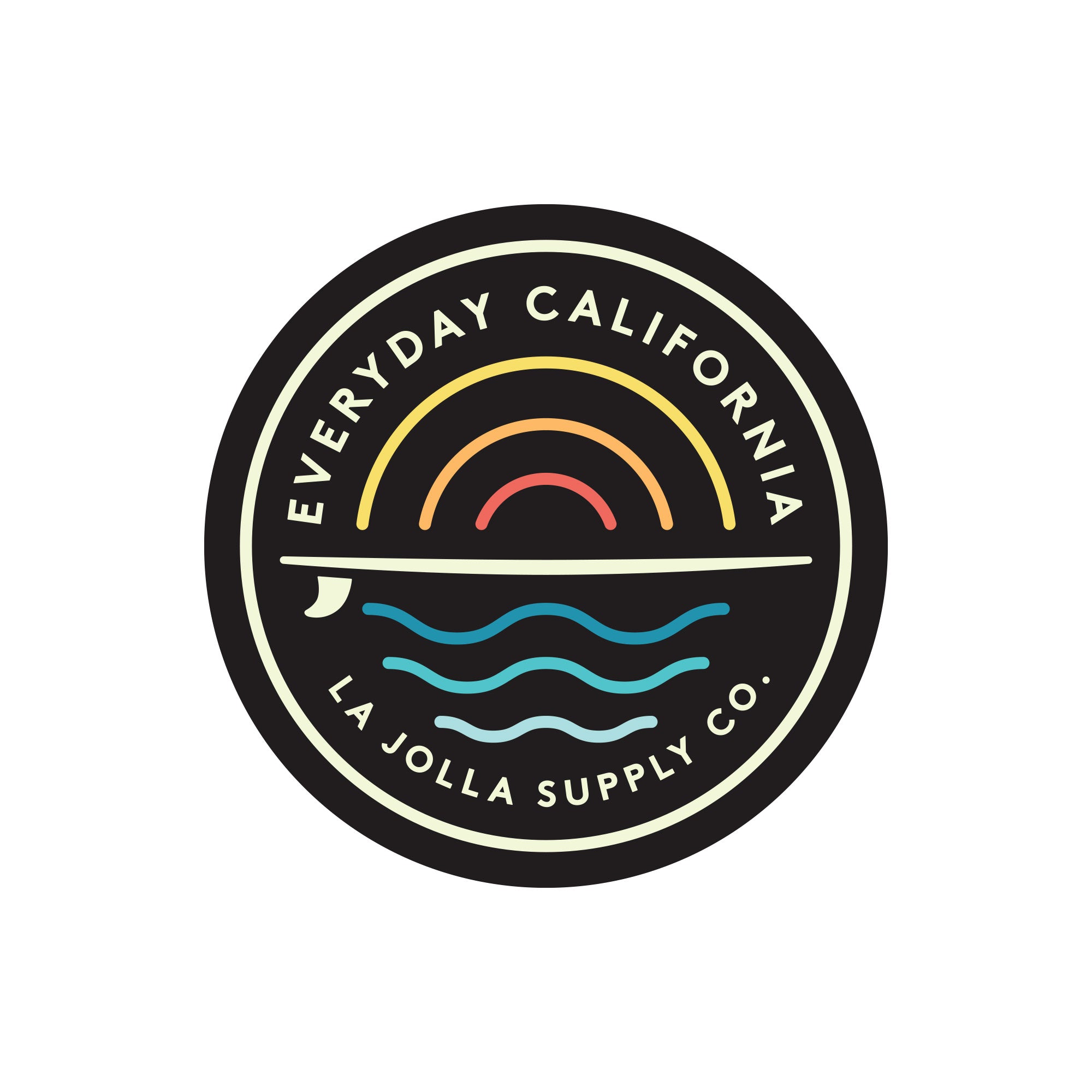 Cabrillo Sticker - Sun, surf and sea graphic