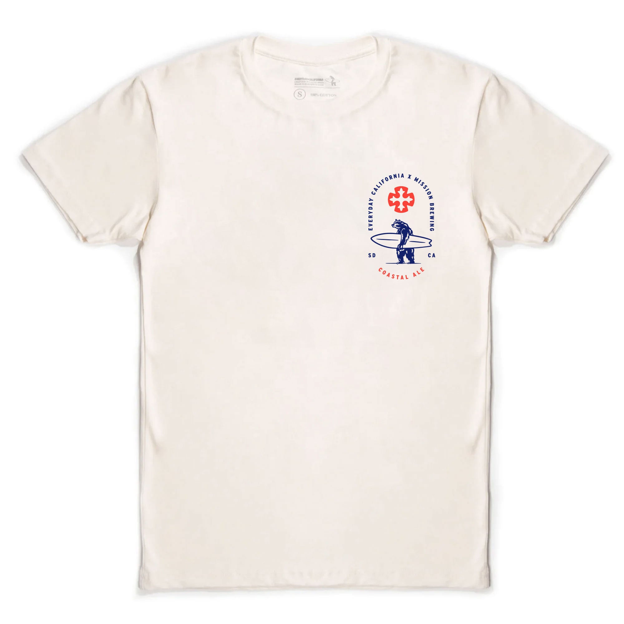 Natural t-shirt with a graphic design on a white background