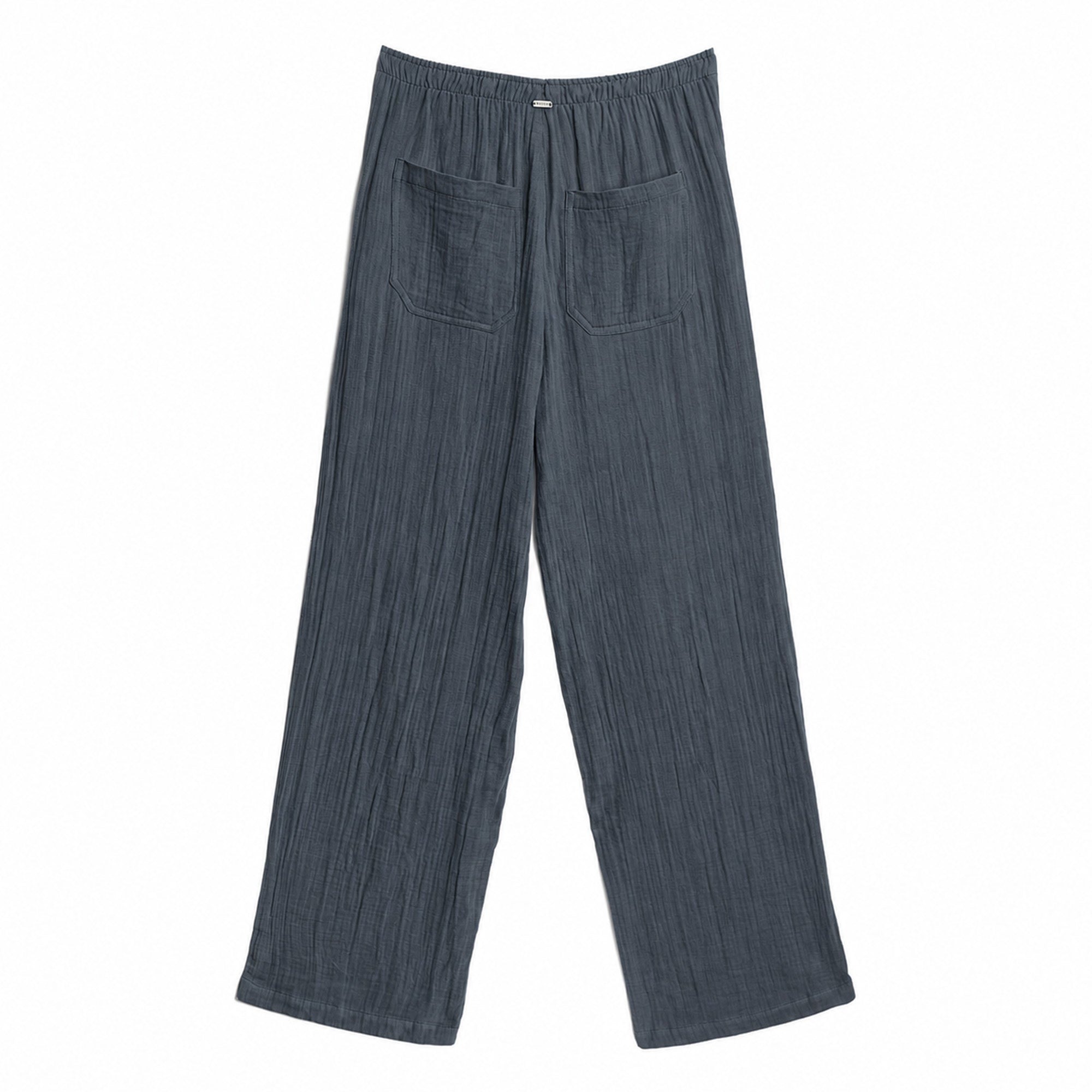 Dark blue ribbed pants on a white background