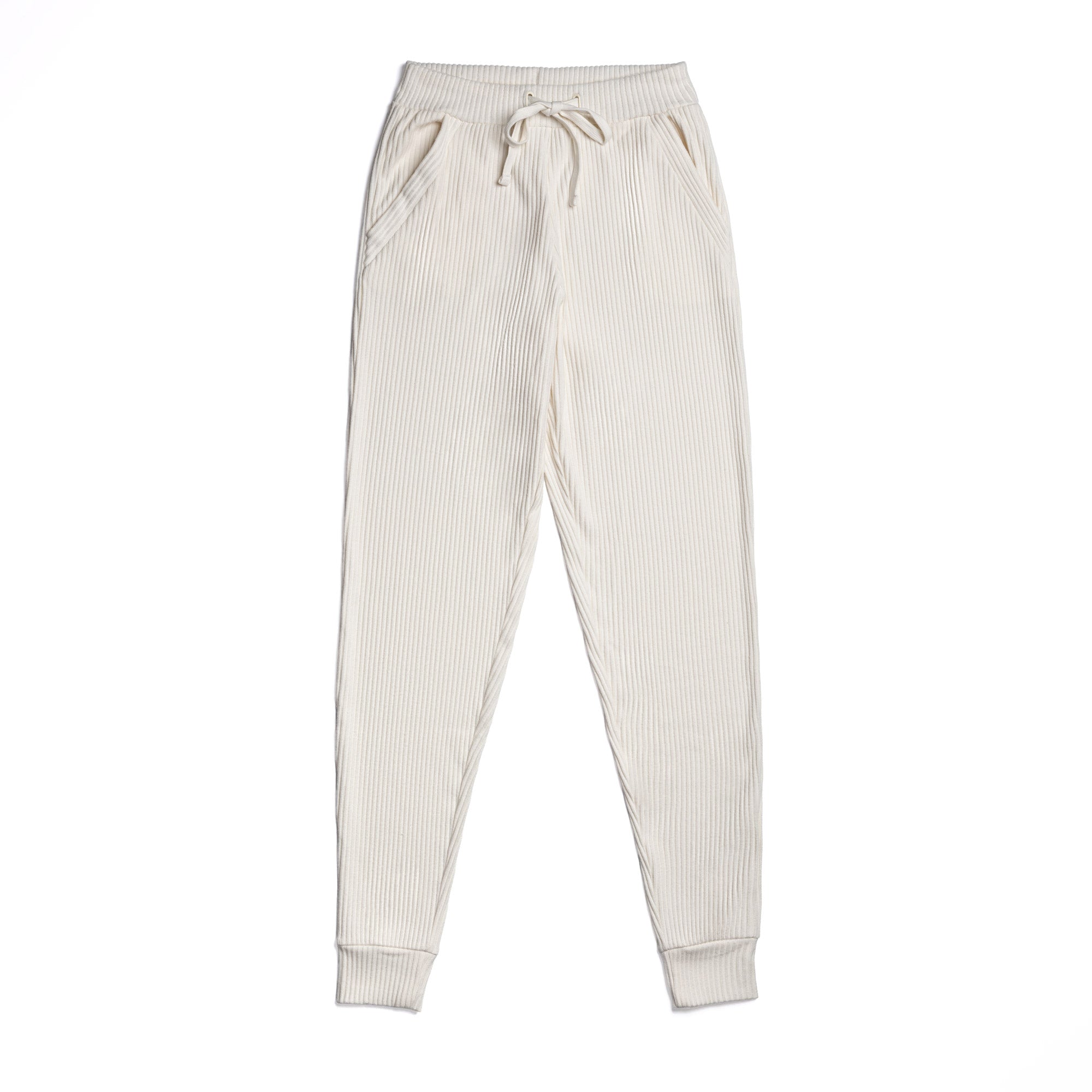 White Everyday California ribbed women's joggers