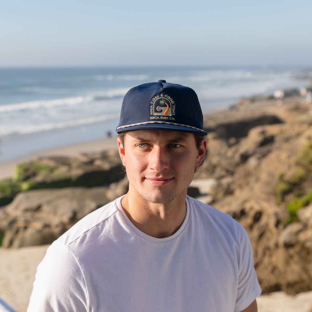 Navy Blue lightweight Snapback from Everyday California. High Tides and Good Vibes. 