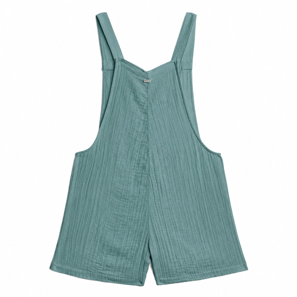 Mineral green gauze romper backside on a white background