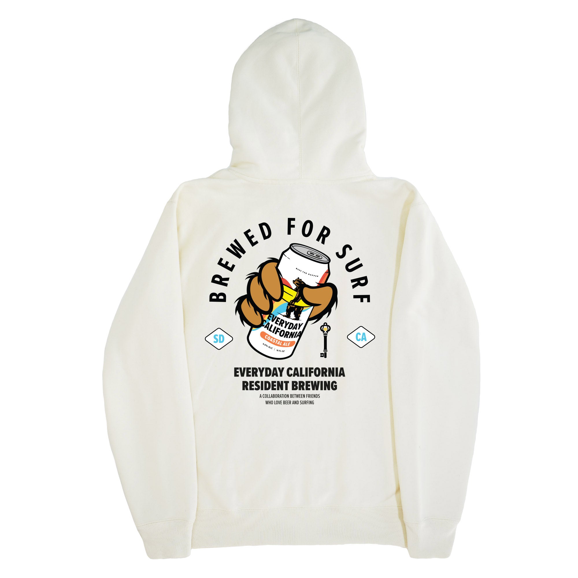 Everyday California Coastal Ale Hoodie in Bone - Collaboration with Resident Brewing for Everyday California Coastal Ale