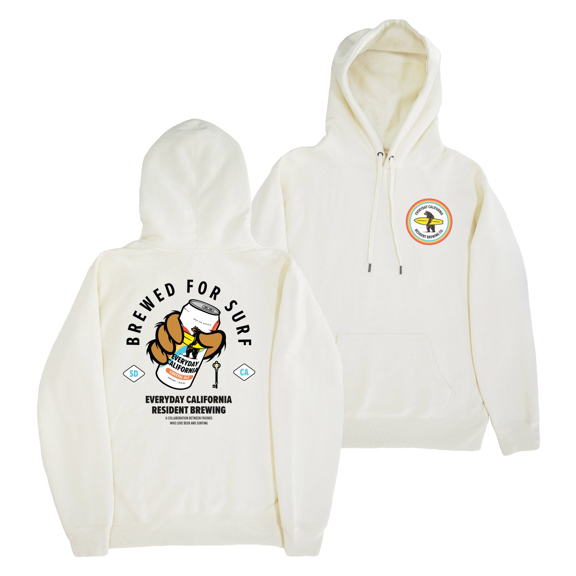 Everyday California Coastal Ale Hoodie in Bone - Collaboration with Resident Brewing for Everyday California Coastal Ale