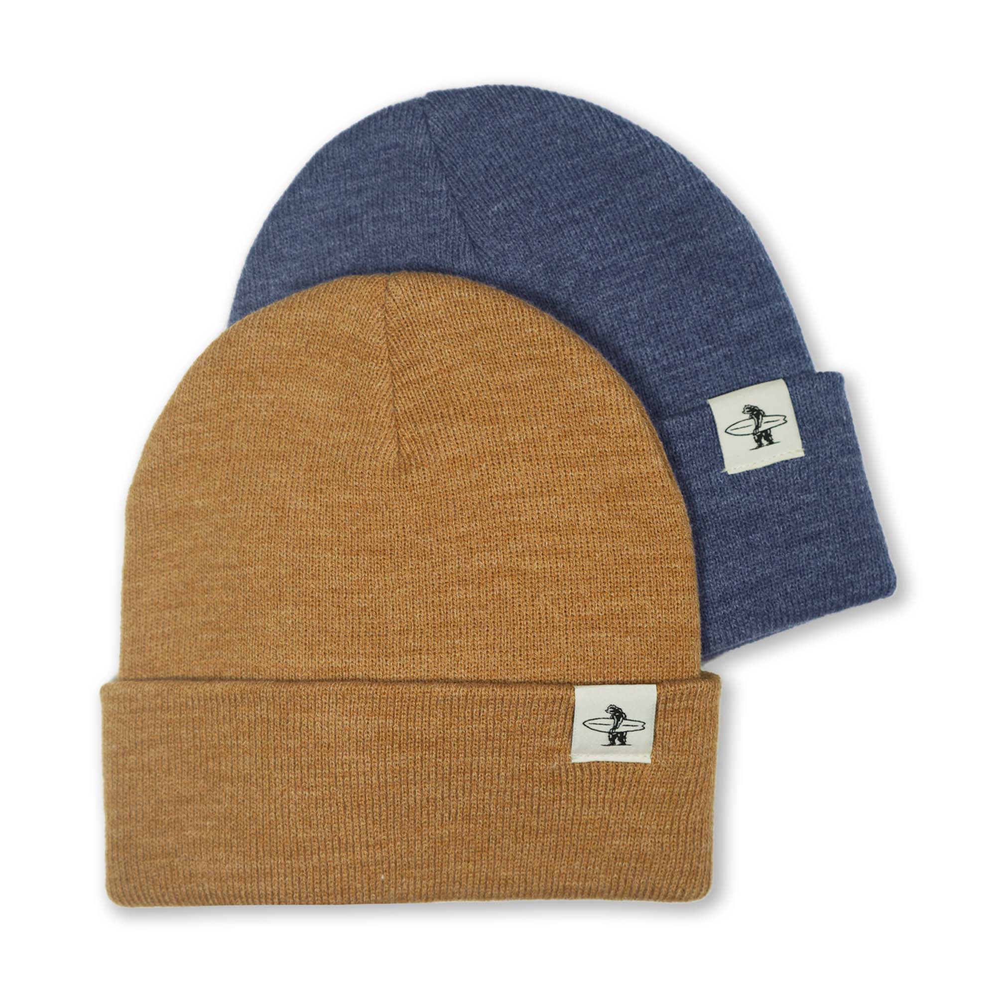 Everyday California Dana Beanie in Camel and Navy