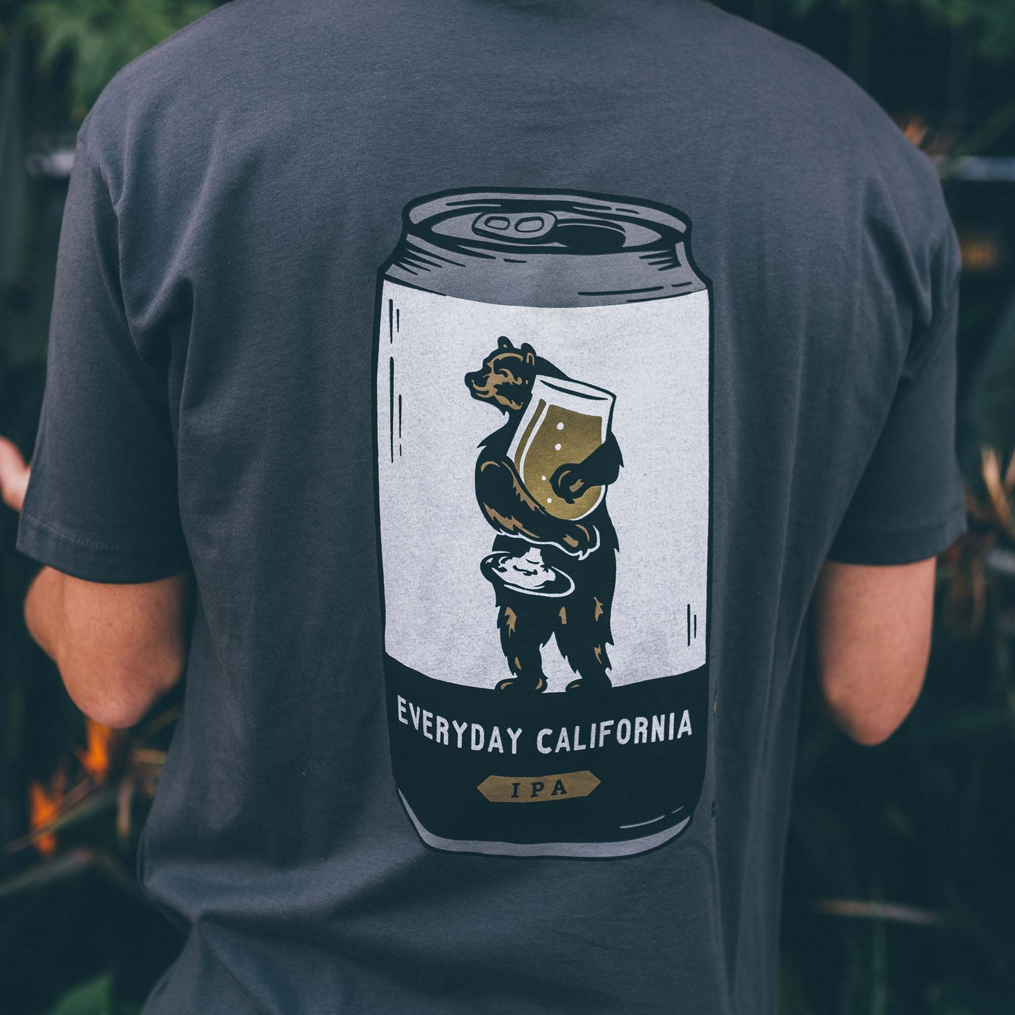 Brewmaster Heavy MetalEveryday California Brewmaster Tee - grey tee with back graphic featuring Brutus the Bear logo holding a beer