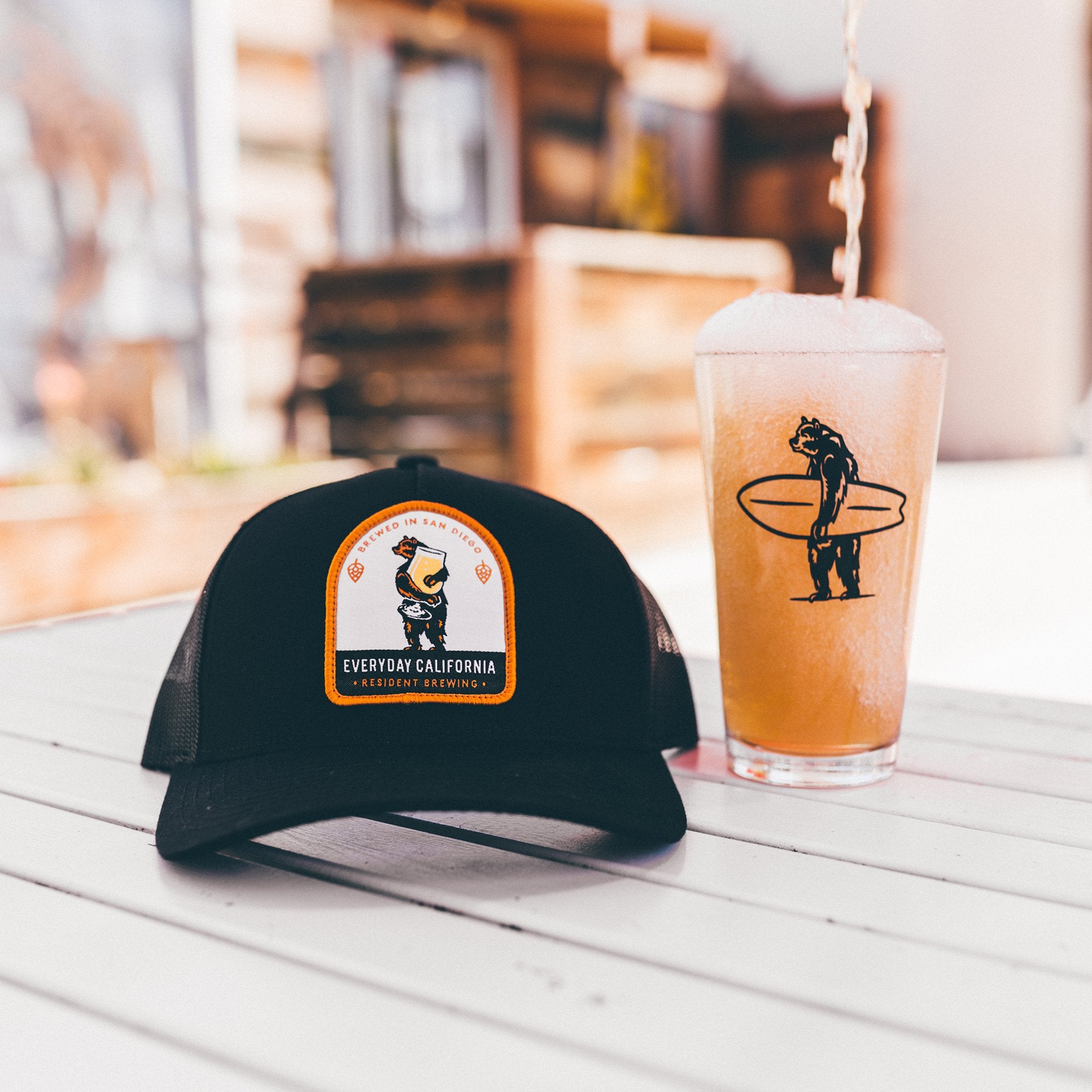 Everyday California Brewski Trucker Hat in Black with beer